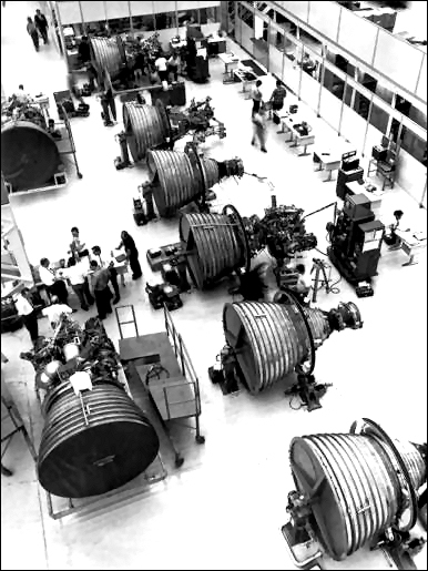 J-2 engine assembly line