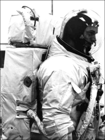 Schweickart with backpack