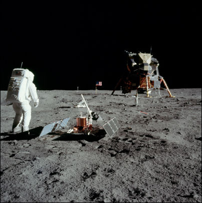 Aldrin near seismometer