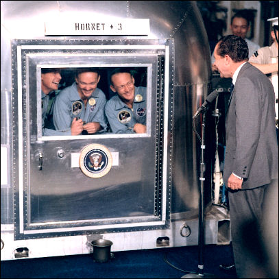 Apollo 11 crew greet President