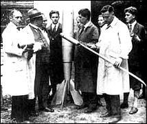 In Germany (above) a rocket demonstration was held in August 1930 at the Chemish-Technishe Reichsansalt (equivalent to the U.S. Bureau of Standards).