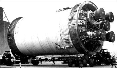 An S-ll stage on its transporter.