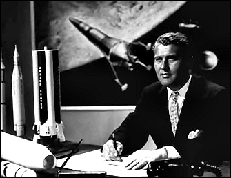 Wernher von Braun, the Marshall Space Flight Center's first director (1960-1970), in his office in Huntsville, Alabama, on September 16, 1960.
